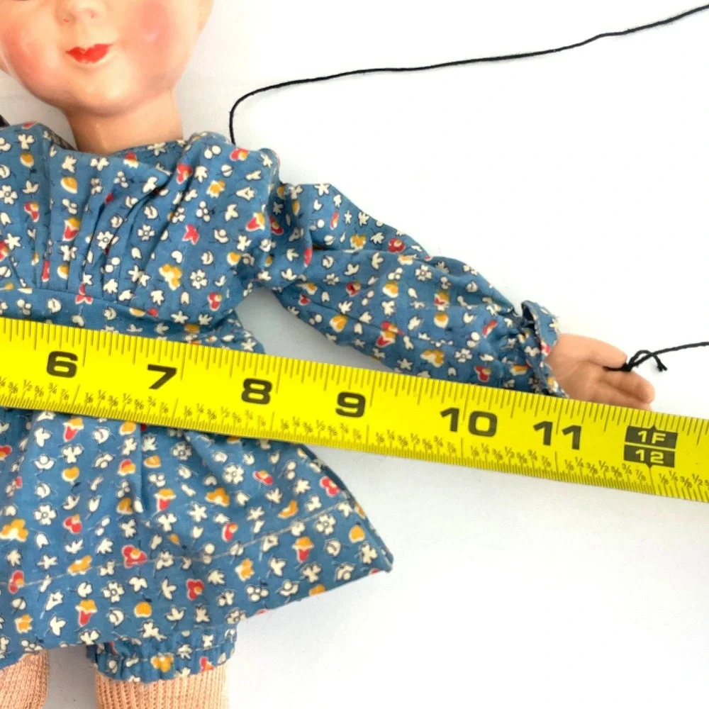Vintage Antique 30s Effanbee Emily Ann Marionette Puppet Girl Wooden Control 12
